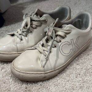 Calvin Klein Beige Patent Leather Sneakers